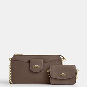 New Coach Poppy Crossbody Bag Gold Dark Stone